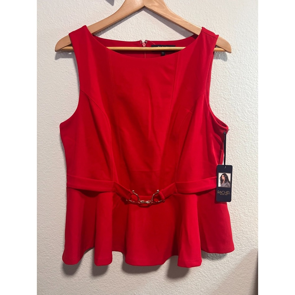 NWT RACHEL Rachel Roy Red Peplum Blouse Size M, color red
